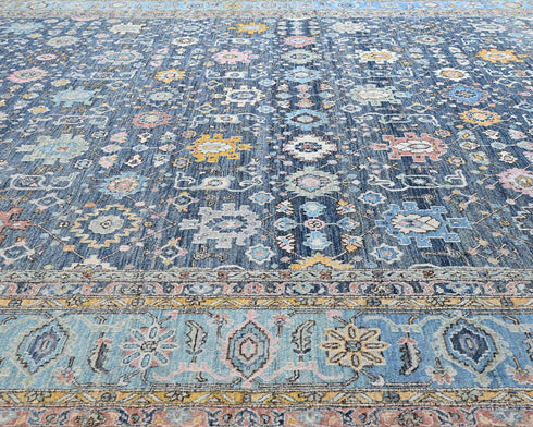 12x16 Zeigler Blue Afghan Hand Knotted Wool Area Rug